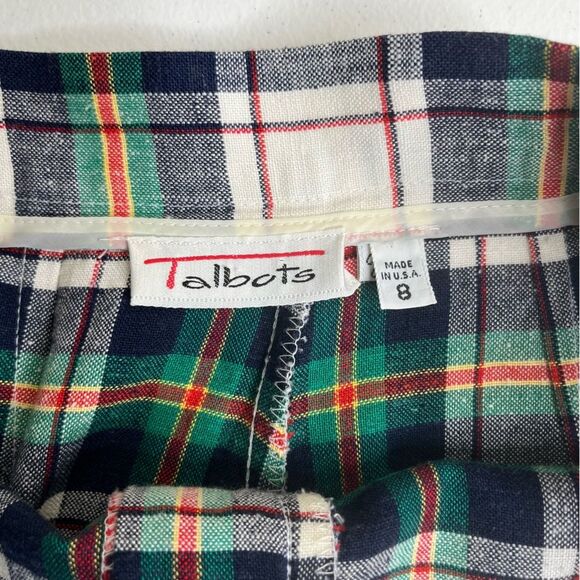 Vintage Talbots Plaid Linen Blend Bermuda Cuffed Shorts Women Size 8 Made in USA - Picture 7 of 14